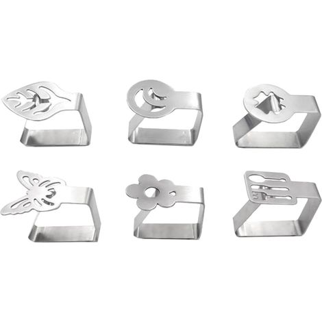 Pinces à Nappe Plusieurs Styles Résistantes Vent en Acier Inoxydable Épaissi Lot de 6 Plusieurs Styles Adaptées Plupart des Épaisseurs de Table pour Restaurants et Buffets (1/5)