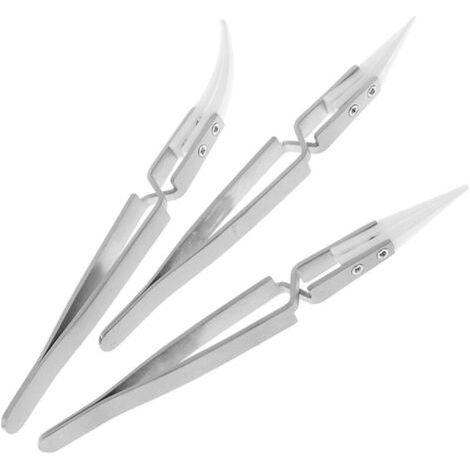 FITLAB-3 Pack Précision Pince à Épiler Antistatique Brucelles Inversée en Céramique Ensemble de Pincettes Non-Conductrices, Résistantes à la Chaleur pour Pincer Bobines Pendant le Tir (1/5)