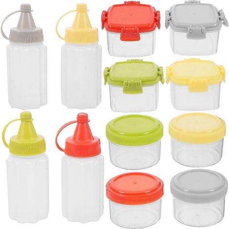Ensemble de 12 mini flacons souples assortis en plastique, transparents pour un dosage précis, distributeurs de condiments pour la cuisine (1/5)