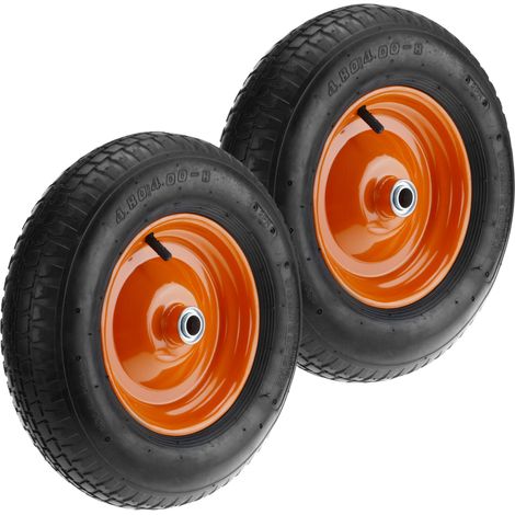 PrimeMatik - Roue de brouette pneumatique 2-pack 95 Kg 16x4" 406x102 mm pour charettes chariots et plates-formes de transport (1/5)
