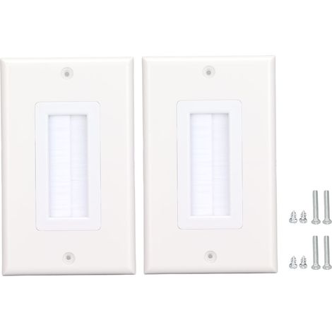 Plaque murale à brosse ABS anti-poussière, passe-câble avec insert à balais pour prise murale HDMI HDTV