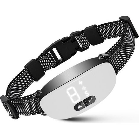 Collier Anti Aboiement - Collier Vibrant,sans Choc Statique, 8 Niveaux et 3 Mode Sonore, Vibration et Forte Vibration, Blanc (1/5)