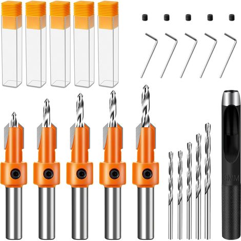 5-teiliges Fräser-Bohrer-Set, 8 mm austauschbare Fräser, verstellbarer Senker (Durchmesser 2,8/3/3,2/3,5/4 mm) (1/5)