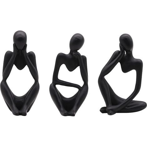 Die Denkerstatue, 3-teilige abstrakte Harzskulptur Mini-Stift (1/4)