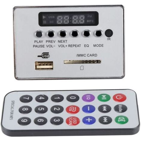 Carte décodeur MP3 Bluetooth, Module Audio, mémoire de stockage USB, Radio FM (argent) (1/5)