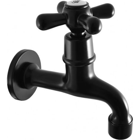 Robinet tap mural rétro en laiton noir (1/2)
