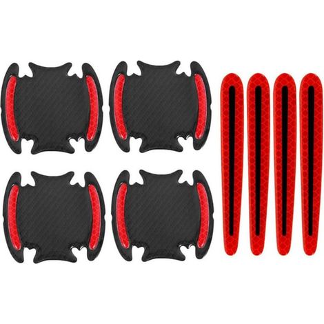 Reflective car door handle stickers, red, scratch-resistant, handle protection film, door cup and bowl pads, safety strips (1/5)