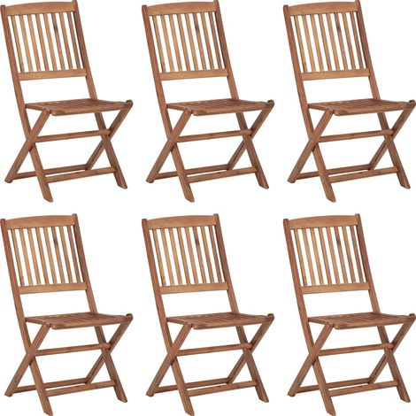 Lot de 6 Chaises de jardin et de camping pliables, Chaises de relaxation, avec coussins Bois d'acacia OIB3864E (1/5)