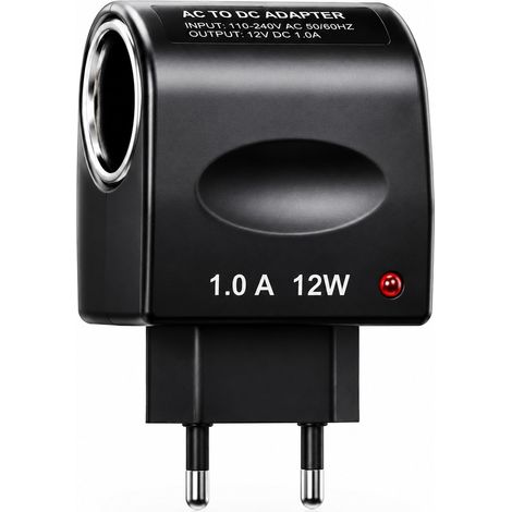 Adaptateur Allume-Cigare 12V 1A, Convertisseur Secteur 220V vers 12V DC, Chargeur avec Fusible 10A, Prise Voiture Universelle pour GPS, LED, Caméra et Appareils Auto (1/5)