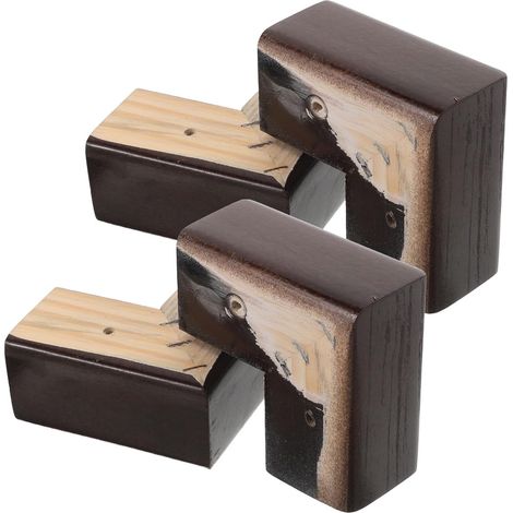 Pieds de Meuble en Bois Massif Marron, Compatibles Tables Basses et Lits, Structure à Tenon et Mortaise en L, Lot de 4 Pièces, Style Naturel Scandinave et Japonerie (1/5)