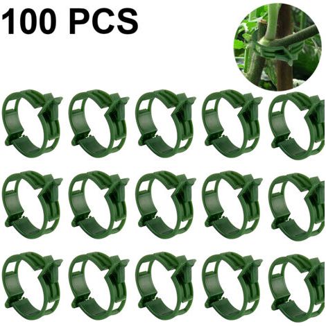 Lot de 100 clips de support pour plantes, clips de support de jardin, clips de jardin, vigne, vigne de tomate, légumes, plantes, treillis pour pousser à la verticale, rend les plantes plus saines. (1/5)