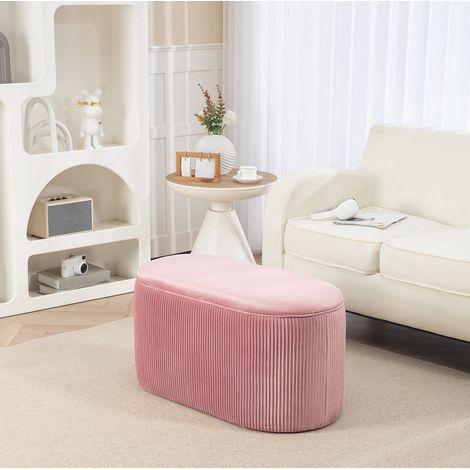 Banc de rangement rembourré rose, style rétro, effet velours, 81 x 40 x 41 cm OKMYHOME (1/5)