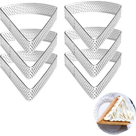6 moldes de acero inoxidable para mousse, Acero inoxidable 430, Moldes perforados para mousse, mousses y tartas de frutas en la cocina, 20 cm (1/5)