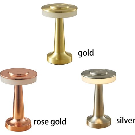 Lampe de bureau LED en métal, [Or rose], 3 couleurs, tactile, à intensité variable progressive, 3 couleurs (1/5)