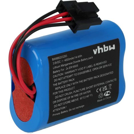 vhbw Batería reemplaza Visonic 103-304742-2, 2XER18505M para sistema de alarma (4000 mAh, 3,6 V, Li-SOCl2)