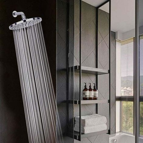 Runder Hochdruck-Duschkopf aus Edelstahl 304 für komfortables Duschen mit niedrigem Druck – Wand- oder Deckenmontage (Chrom) (1/3)