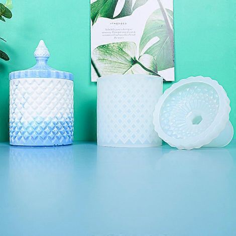 Moule en silicone pour pot de rangement en ciment, boîte décorative pour pendentifs en résine époxy et cristal, 1 pièce - Fournitures de bricolage pour la maison (1/2)