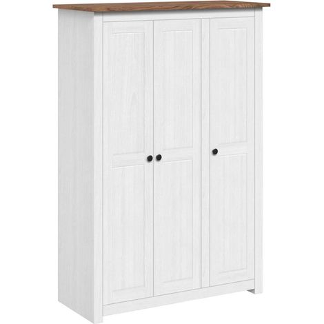 Maison Exclusive - Armario de 3 puertas pino Panamá Range blanco (1/5)