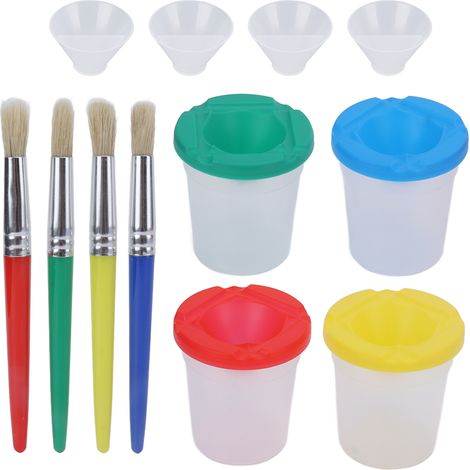Ensemble de gobelets à peinture de qualité supérieure, anti-éclaboussures, à large application, avec pinceaux pour cours de peinture artistique (1/5)