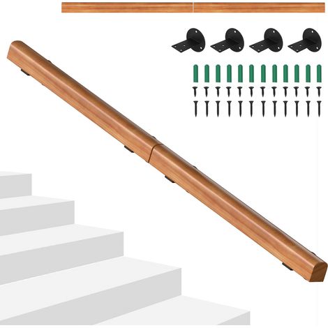 Randaco Corrimano da parete 150 cm in pino massello, da assemblare in un unico corrimano, design naturale (1/5)