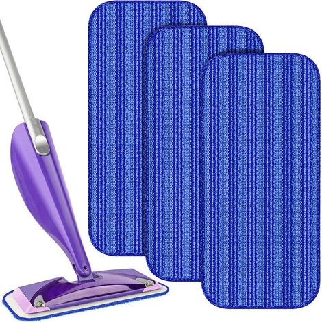 Reusable Mop Pads for Swiffer WetJet 6 Packs, Reusable Mop Pad, Microfiber Mop Pads for Cleaning and Scrubbing Wet or Dry Floors - Blue (1/3)