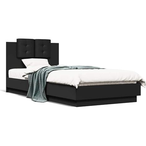 Maison Exclusive - Bettgestell mit Kopfteil Schwarz 90x200 cm Hol (1/5)