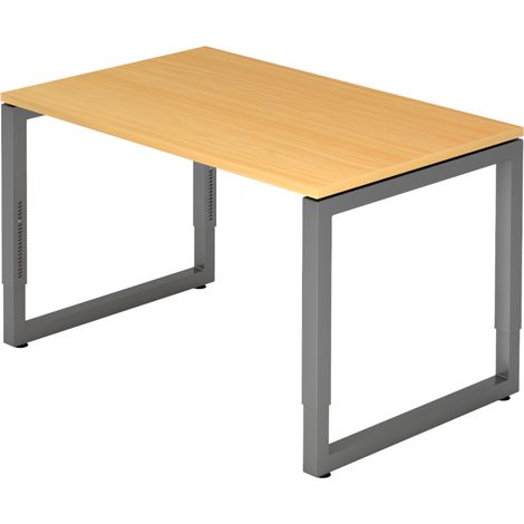 bümö Schreibtisch Serie-R Rechteck: 120 x 80 cm  Buche Graphit