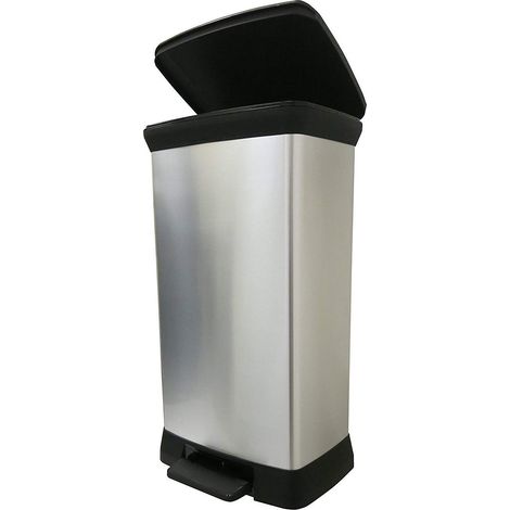 Poubelle Rectangulaire à pédale Decobin 50L - Fermeture Douce - Aspect Métal - Pour Cuisine, Bureau, Salle de Bain - 39 x 29 x 72 cm - Métal- Recyclé(version précedente) (1/5)