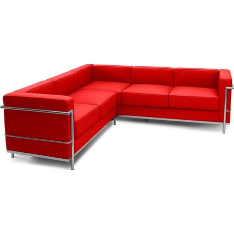 5-Sitzer Chaiselongue - Lederbezug - Kart Rot