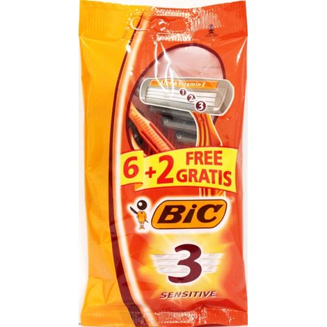 Bic rasoio 3 lame sensitive confezione da 20 pacchi da 6+2 rasoi ciascuno (1/2)