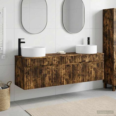 vidaXL Bathroom Cabinet Set 3 pcs Smoked Oak 49 x 44.5 x 65.5 cm (1/5)