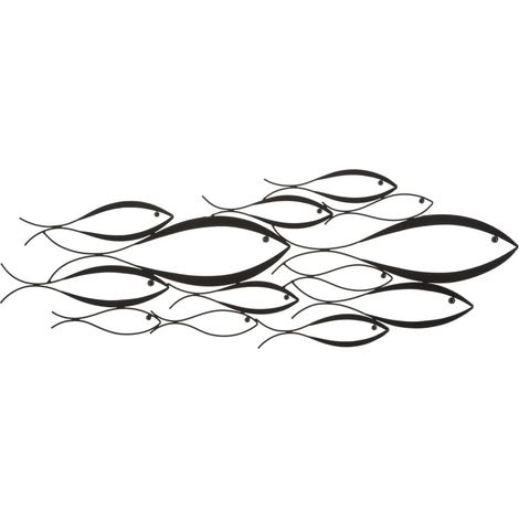 Pannello da muro Fishy in ferro multicolor, 100x35 cm