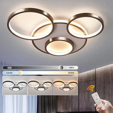 Modern LED Ceiling Light, Black Multi Circle Lamp Diameter 53 cm, 42 W Dimmable Continuous 3000-6000 K, Round Metal + Acrylic Chandelier, Bedroom, Living Room, Children, Office, Study, Kitchen, Hallwa (1/5)