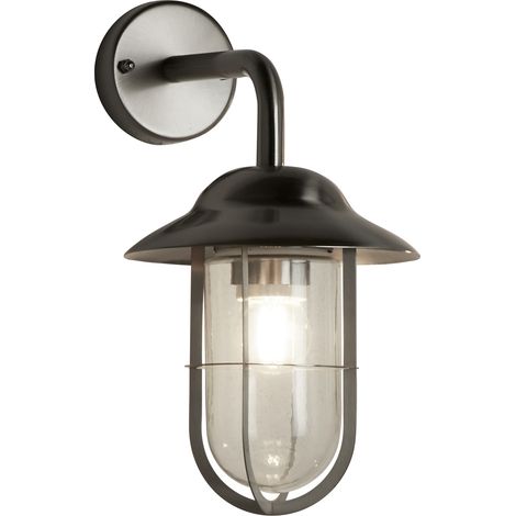 Applique murale extérieure TORONTO 1L argent satiné verre transparent E27 60w Haut 31cm Larg 17cm (1/4)