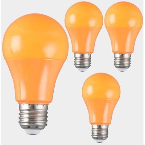 Lot de 4 Ampoule LED 9 W A19, équivalent 60W, pour éclairage de porche, décoration de fête, bars et éclairage domestique, culot E27, non dimmable, orange (1/4)