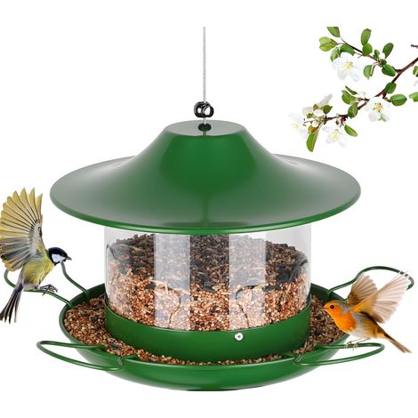 1 Mangeoire Oiseaux, 1800ml, Métal Et Plastique, Imperméable, Suspendue, Jardin, Cour (1/5)