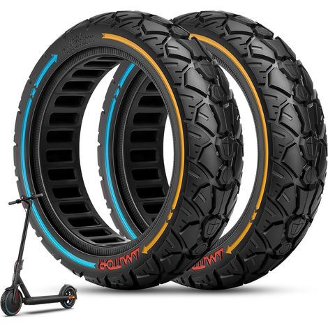 Pneu Plein 60/70-7.0 Offroad pour Xiaomi 4 Pro Roue (1. Gen) Trotinette Electrique, pour Pneu Increvable 10 Pouces Xiaomi 4pro 1st Gen, Zéro-Entretien & Haute Durabilité, (Fente 48.5mm), 2PCS (1/5)