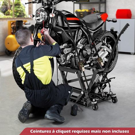 680 kg Motorcycle Hydraulic Lift with 3-Level Height Adjustable Platform-Black (1/5)