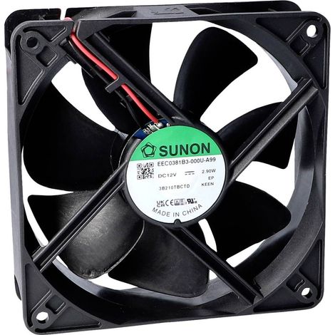 Sunon EEC0381B3-000U-A99 Ventola assiale 12 V/DC 157.96 m³/h (L x L x A) 38 x 120 x 120 mm