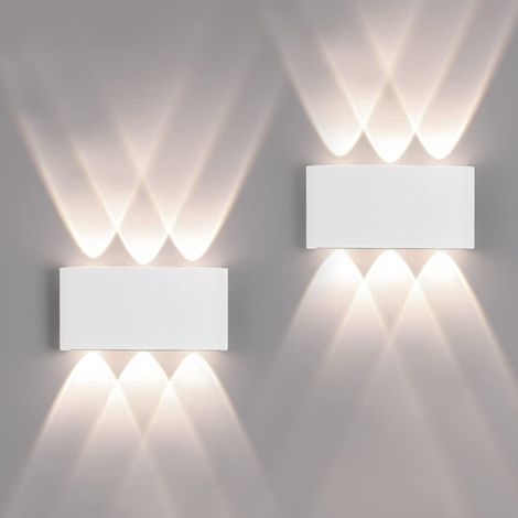 2 Pack Applique Murale Extérieur/Intérieur LED Appliques Extérieure 12W 1200lm ip65 imperméable moderne en aluminium up and down applique lumineuse spot Lampe Murale(blanc 3000k lumière chaude) [Class (1/5)