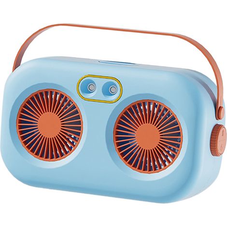 Tragbarer USB-Ventilator mit Sprühnebelfunktion, Doppelsprühfunktion, ideal für Zuhause, Büro und Reisen, blau (1/5)