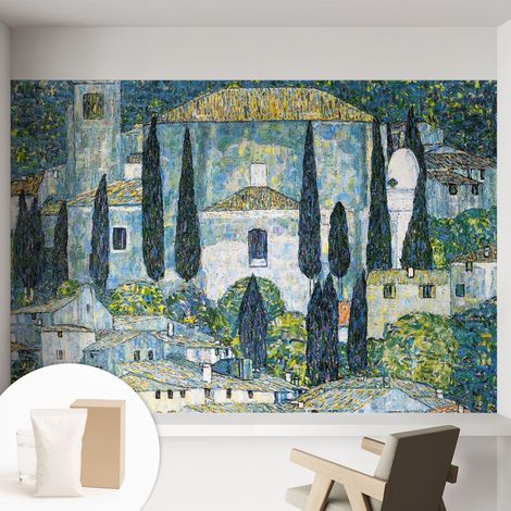 Papier peint avec colle pour décoration moderne de salon chambre à coucher cuisine et bureau Facile Maisons en cyprès 152x104 cm (1/5)