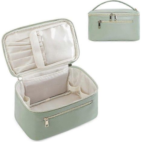 Trousse de maquillage de voyage avec compartiments pour pinceaux, trousse de maquillage portable, organisateur de maquillage avec rangement pour pinceaux pour femmes (1/4)