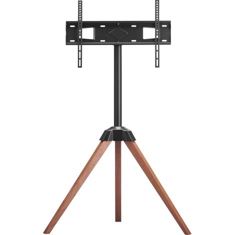 Support TV Mural 40-65 pouces, pied en bois chêne, rotation 18°, charge max 45 kg, VESA 600x400 mm, pour chambre et salon. (1/5)