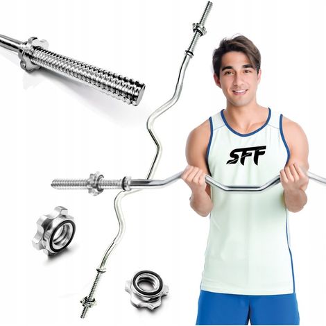 Stark gebogene Langhantelstange, 120 cm, 28 mm Stahl