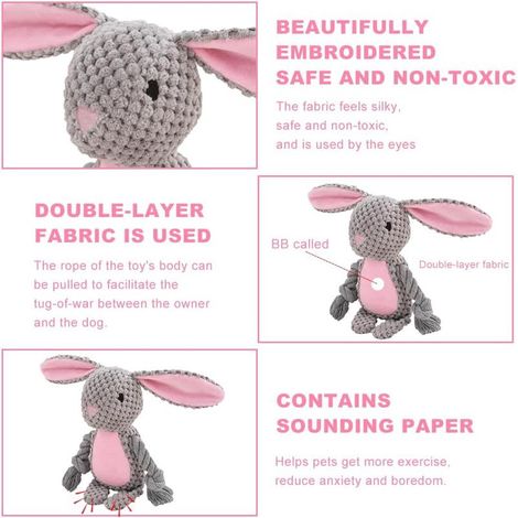 Peluches pour chiens, indestructibles et couineuses, interactives, lavables, légères, pour chiens de petite et moyenne taille et lapins (1/3)