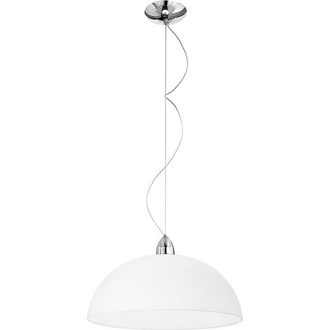Lampe À Suspension Isako 40Cm En Verre Blanc Satiné Et Métal Chromé - Attaque E27, Design Moderne Et Diffusion De La Lumière - Groupe Rossini (1/3)