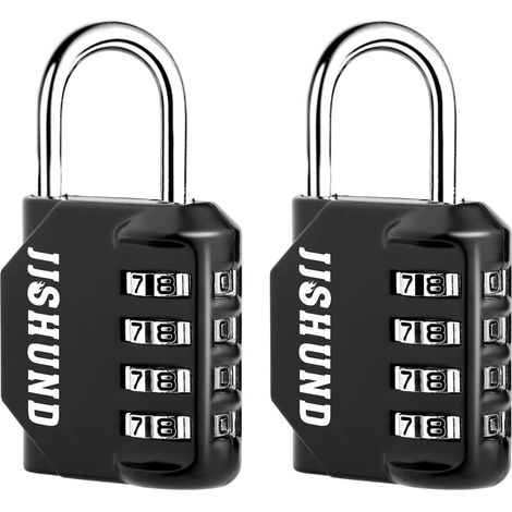 2 Pcs Cadenas Code 4 Chiffres, Alliage de Zinc Cadenas à Code Étanche, Antirouille Cadenas Casier Code pour Placard Gym Garage Boîte à Outils (Noir) (1/5)