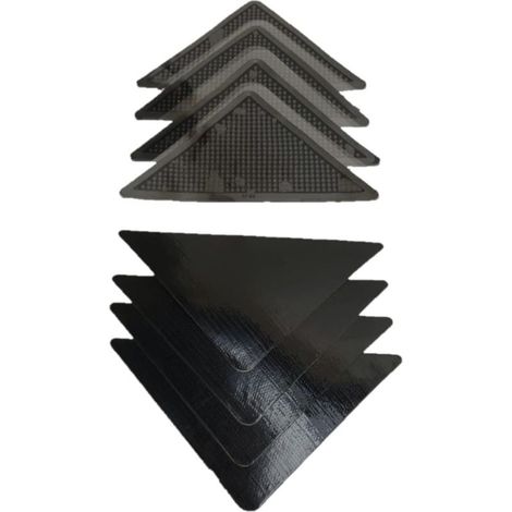 Set di 8 protezioni angolari antiscivolo per tappeti, lavabili e riutilizzabili, con adesivo senza residui, per pavimenti duri e scale. (1/5)