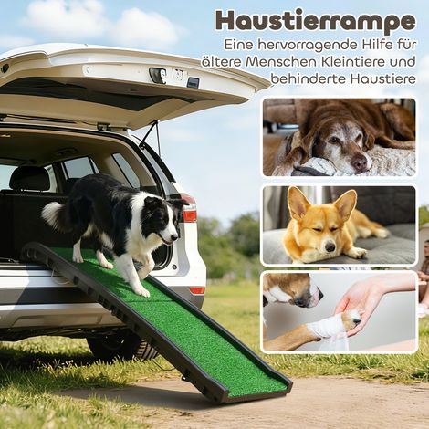 Rampe pliable pour chien, escalier antidérapant pour coffre de voiture, aide d'accès pour animaux jusqu'à 90 kg, 155x38,5x15,5 cm, noir.